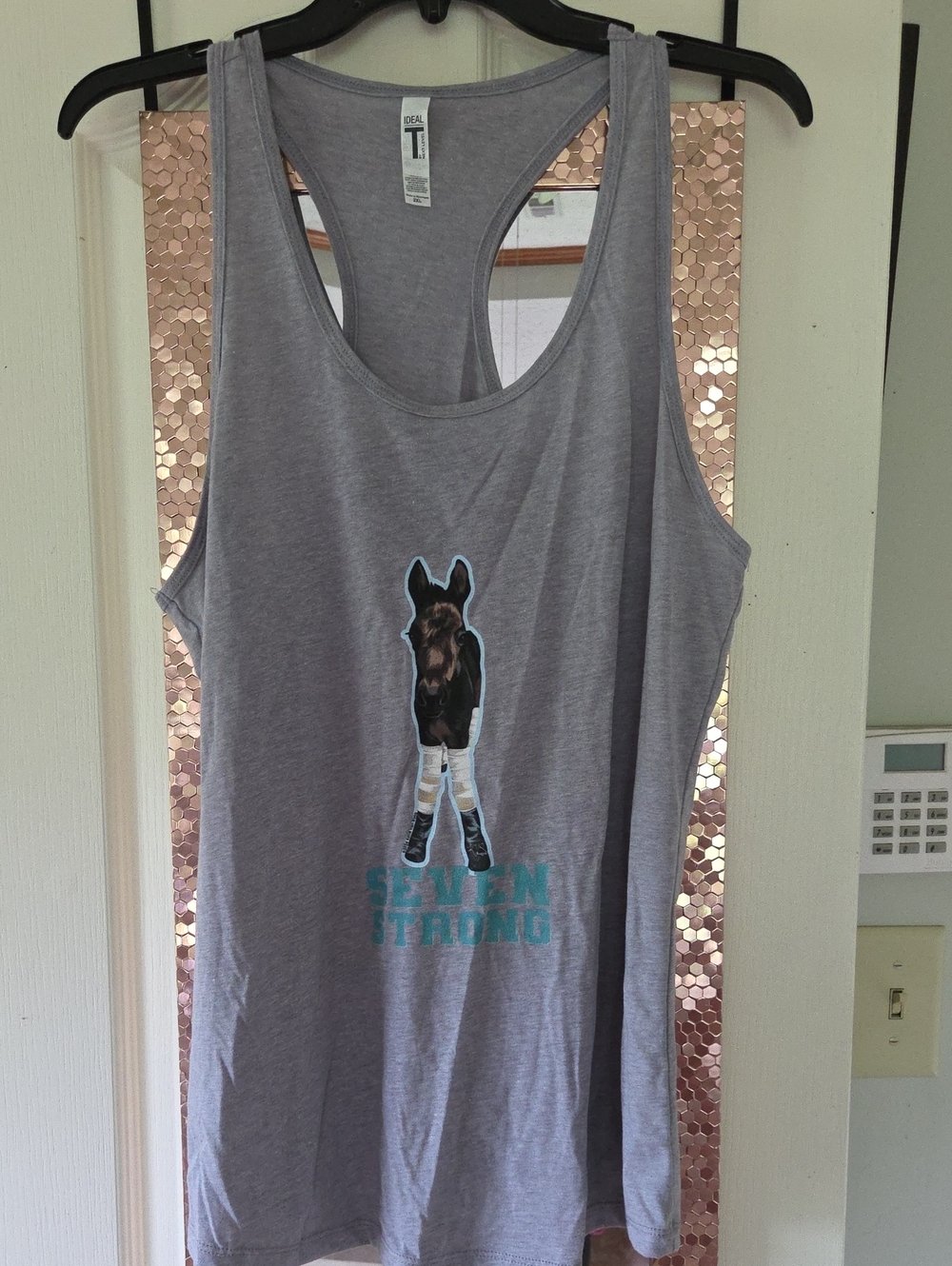 next Heather Gray Racerback Tank with Teal Accent Graphic